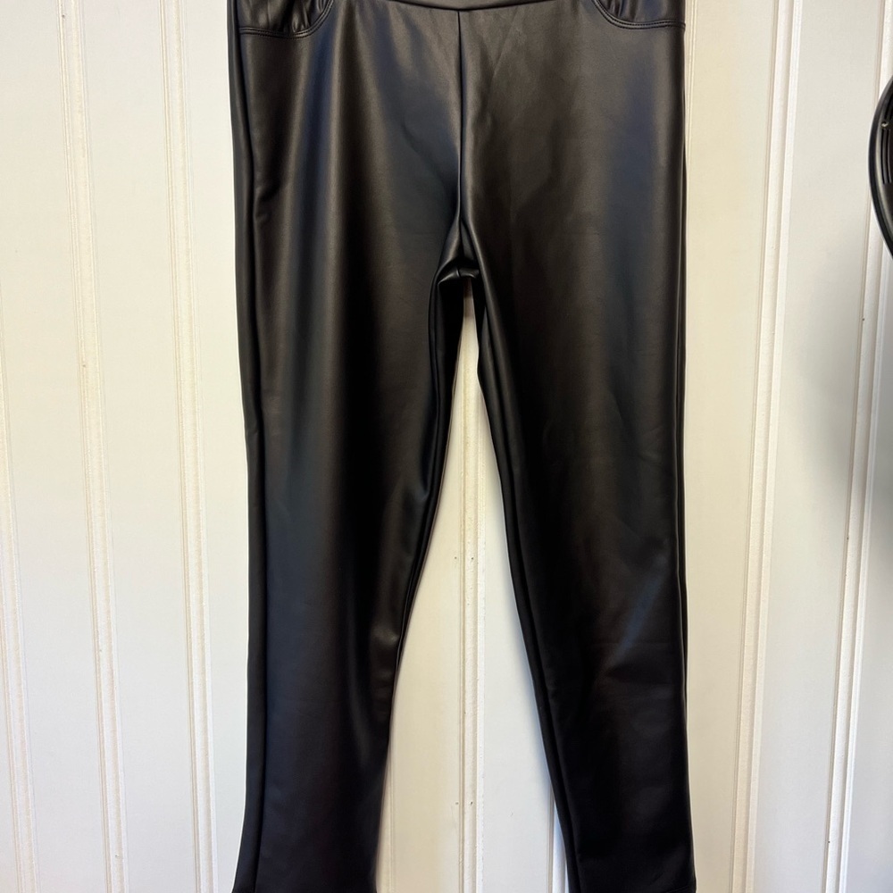 Black Faux Leather Pants Spin USA Size 2x